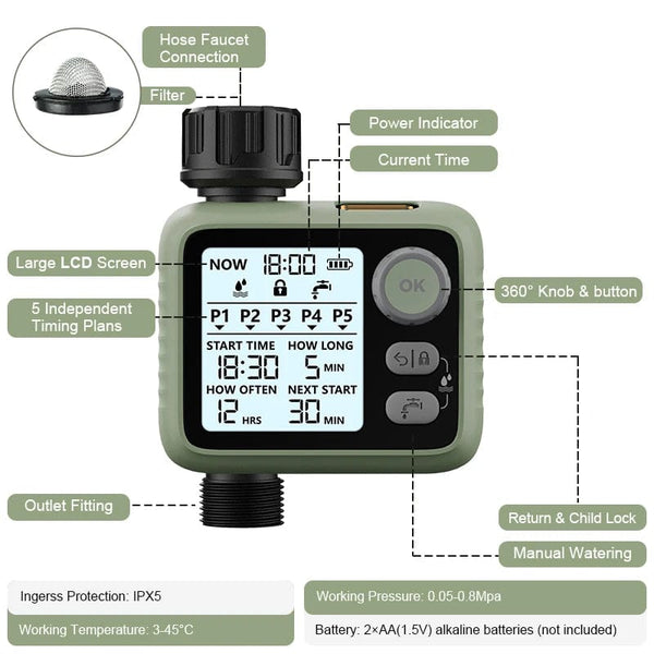 Planet Gates Eshico New Style Water Timer Knob Easier to Operate LED Backlight Dark Night Guardian Rain Sensing More Intelligent Garden Tools
