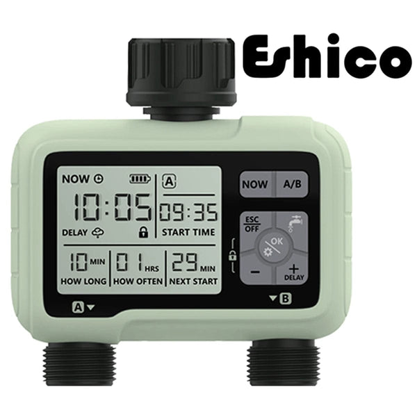 Planet Gates Eshico Super Timing System 2-Outlet Water Timer Precisely Watering Up Outdoor Automatic Irrigation Fully Adjustable Program