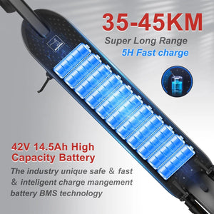 Planet Gates ESMax 1000W 14.5AH / france AOVOPRO ESMax 45KM Electric Scooter 35KM/H Fast Speed 1000W Peak Power 10 Inch Anti-puncture Air Tire 14.5AH Folding E-scooter