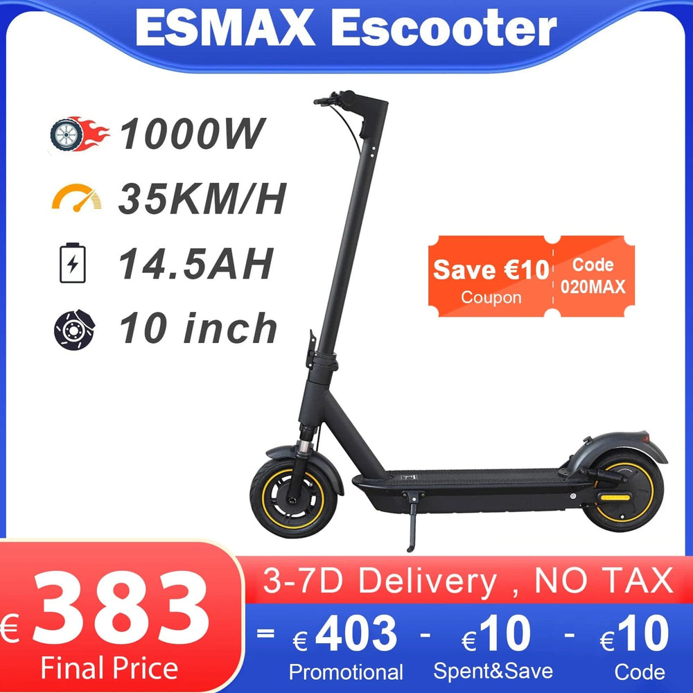 Planet Gates ESMax 14.5AH 1000W / france JUICEASE 1000W Electric Scooter 42V14.5AH Battery Adults APP Smart 10 Inch Air Tire Escooter Shock Absorption Free Scooter Bag