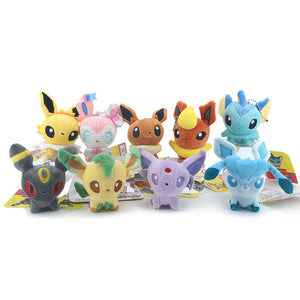 Planet Gates Espeon / 10cm Pokemon Eevee Stuffed Plush Doll Q Version Sylveon Eeveelution Glaceon Leafeon Umbreon Espeon Jolteon Vaporeon Pet Elves Gift