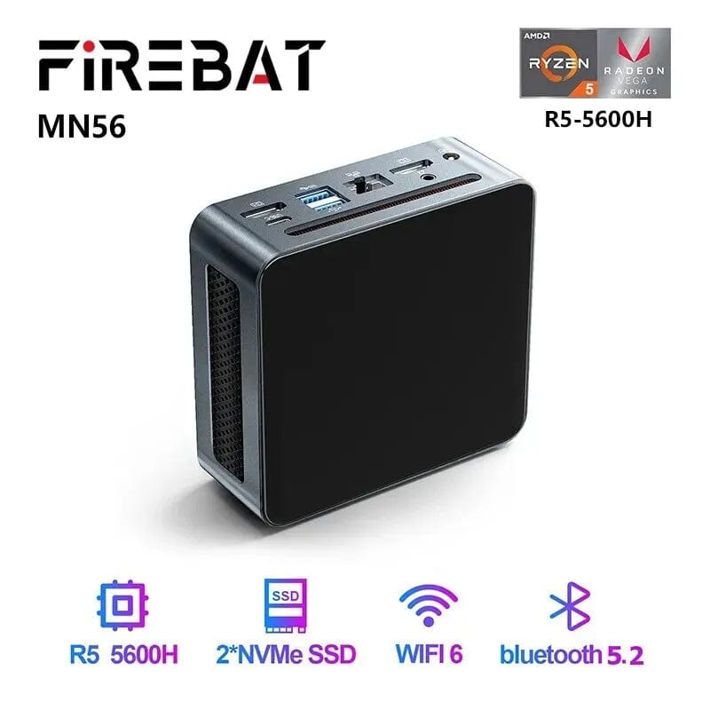 Planet Gates EU / 5800H 16G 512g FIREBAT MN56 Mini PC Gamer AMD Ryzen 5 5600H Windows 11 DDR4 Nvme SSD MiniPC WIFI6 BT5.2 For Gaming Desktop Computer