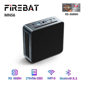 Planet Gates EU / 5800H 16G 512g FIREBAT MN56 Mini PC Gamer AMD Ryzen 5 5600H Windows 11 DDR4 Nvme SSD MiniPC WIFI6 BT5.2 For Gaming Desktop Computer