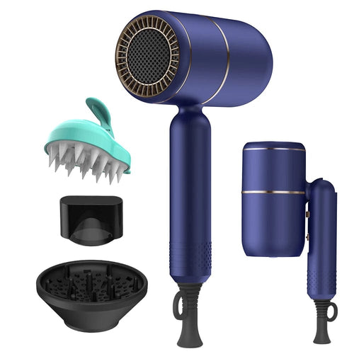 Planet Gates EU / DEEP BLUE Hair Dryer with Diffuser Ionic Blow Dryer Professional Portable Hair Dryers Accessories for Women Curly Hair Purple Home Applian
