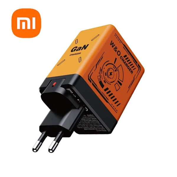 Planet Gates EU Orange Xiaomi GaN120W Ultra Fast Charger With Retractable Type-C Lightning Cable Fast Charging Adapter For iPhone16 iPad Samsung Huawei