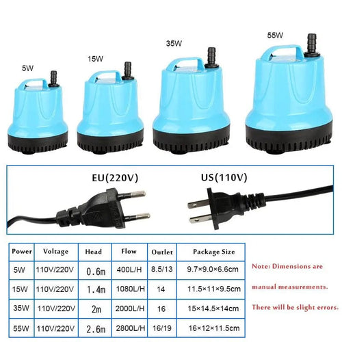 Planet Gates EU Plug-220V / 5W 110v 220v Fish Tank Submersible Water Pump Bottom Suction Pump Bottom Filter Manure For Fish Tank, Pond, Aquarium, Fountain