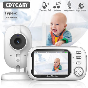 Planet Gates EU Plug Cdycam Wireless Video Baby Monitor 3.5 Inch With Lullabies Auto Night Vision Two Way Intercom Temperature Monitoring Babysitter