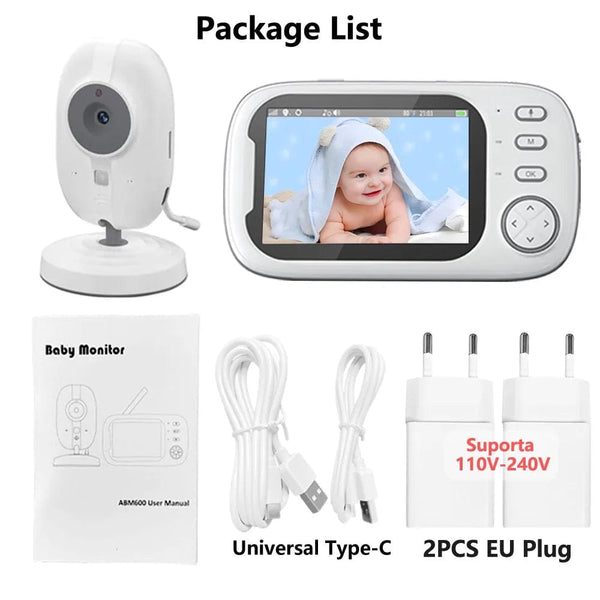 Planet Gates EU Plug Cdycam Wireless Video Baby Monitor 3.5 Inch With Lullabies Auto Night Vision Two Way Intercom Temperature Monitoring Babysitter