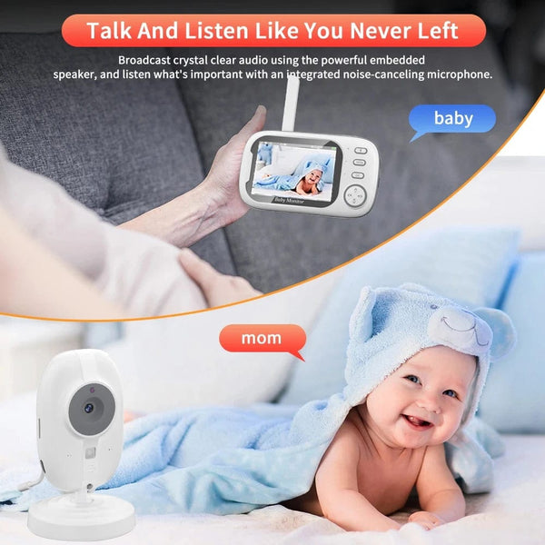 Planet Gates EU Plug Cdycam Wireless Video Baby Monitor 3.5 Inch With Lullabies Auto Night Vision Two Way Intercom Temperature Monitoring Babysitter