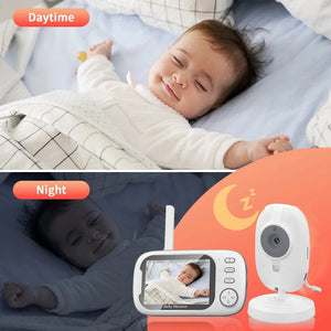 Planet Gates EU Plug Cdycam Wireless Video Baby Monitor 3.5 Inch With Lullabies Auto Night Vision Two Way Intercom Temperature Monitoring Babysitter