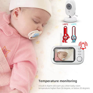 Planet Gates EU Plug Cdycam Wireless Video Baby Monitor 3.5 Inch With Lullabies Auto Night Vision Two Way Intercom Temperature Monitoring Babysitter
