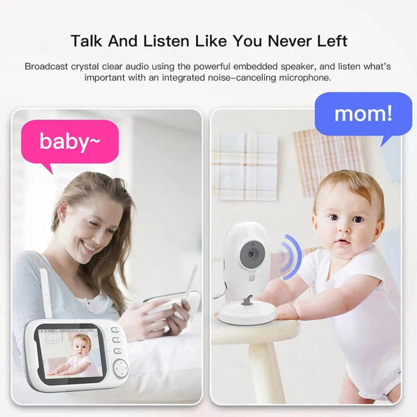 Planet Gates EU Plug Cdycam Wireless Video Baby Monitor 3.5 Inch With Lullabies Auto Night Vision Two Way Intercom Temperature Monitoring Babysitter