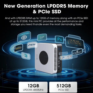 Planet Gates EU Plug CHUWI LarkBox X Mini PC 12GB RAM 512GB SSD Intel N100 Game PC UHD Graphics for 12th Gen Intel Processors WiFi 6 Desktop Computer