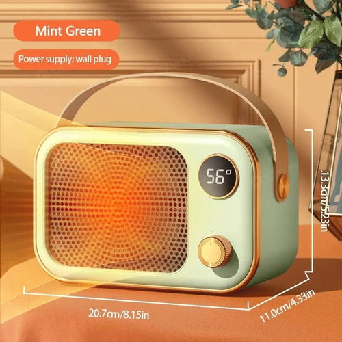 Planet Gates EU Plug / Green Portable Heater LED Screen Electric Heater 1200W PTC Ceramic Heater Fan Desktop Warm Blower Fan for Bedroom Household Home