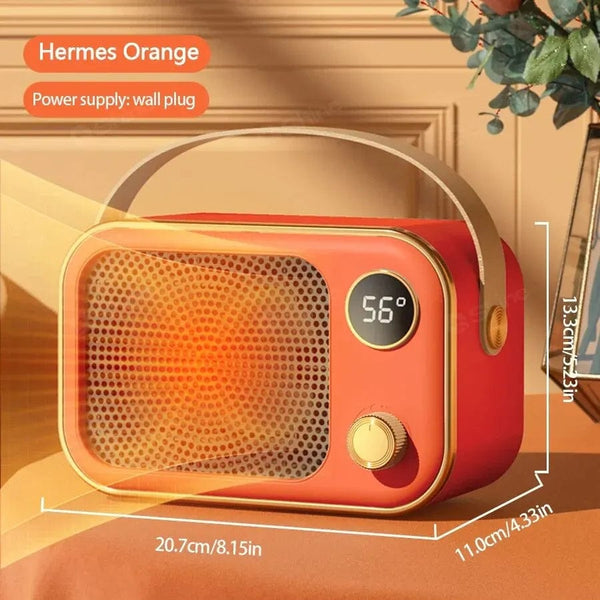 Planet Gates EU Plug / Orange Portable Heater LED Screen Electric Heater 1200W PTC Ceramic Heater Fan Desktop Warm Blower Fan for Bedroom Household Home