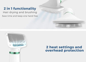 Planet Gates EU plug Pet Hair Dryer 2 with Slicker Brush Grooming for Cat and Dog Brush Professional Home Grooming Furry Drying Portable Dog Blower