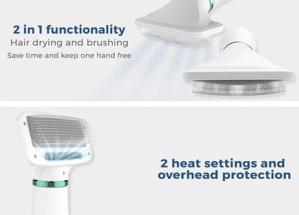 Planet Gates EU plug Pet Hair Dryer 2 with Slicker Brush Grooming for Cat and Dog Brush Professional Home Grooming Furry Drying Portable Dog Blower