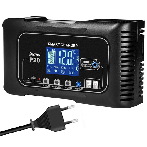 Planet Gates EU Plug / Poland HTRC 20A 12V-24V Smart Battery Charger for Motorcycle Car Battery Repair Auto Moto Lead Acid AGM GEL PB Lithium LiFePo4 Batteri