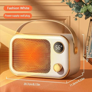 Planet Gates EU Plug / White Portable Heater LED Screen Electric Heater 1200W PTC Ceramic Heater Fan Desktop Warm Blower Fan for Bedroom Household Home