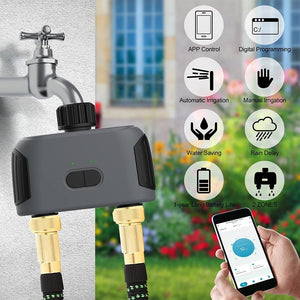Planet Gates EU Timer with HUB 2 Outlet Smart Garden Watering Timer Wifi Automatic Drip Irrigation Controller Water Valve Garden Automatic Watering System