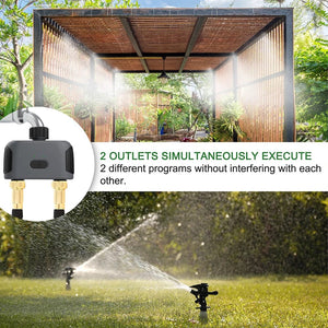 Planet Gates EU Timer with HUB 2 Outlet Smart Garden Watering Timer Wifi Automatic Drip Irrigation Controller Water Valve Garden Automatic Watering System