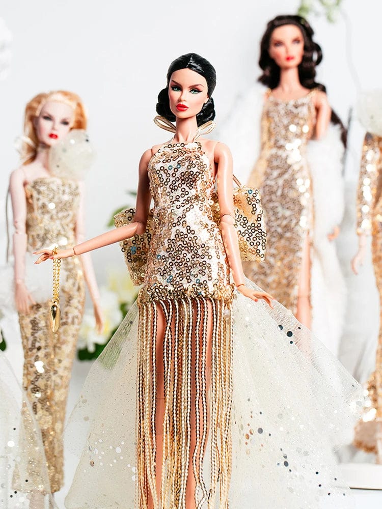 Planet Gates European Fashion Black Lace Golden Dress Set for 30cm 1/6 Anime BJD Doll Clothes Accessories Girls DIY Toys Birthday Gifts