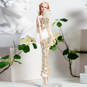 Planet Gates European Fashion Black Lace Golden Dress Set for 30cm 1/6 Anime BJD Doll Clothes Accessories Girls DIY Toys Birthday Gifts