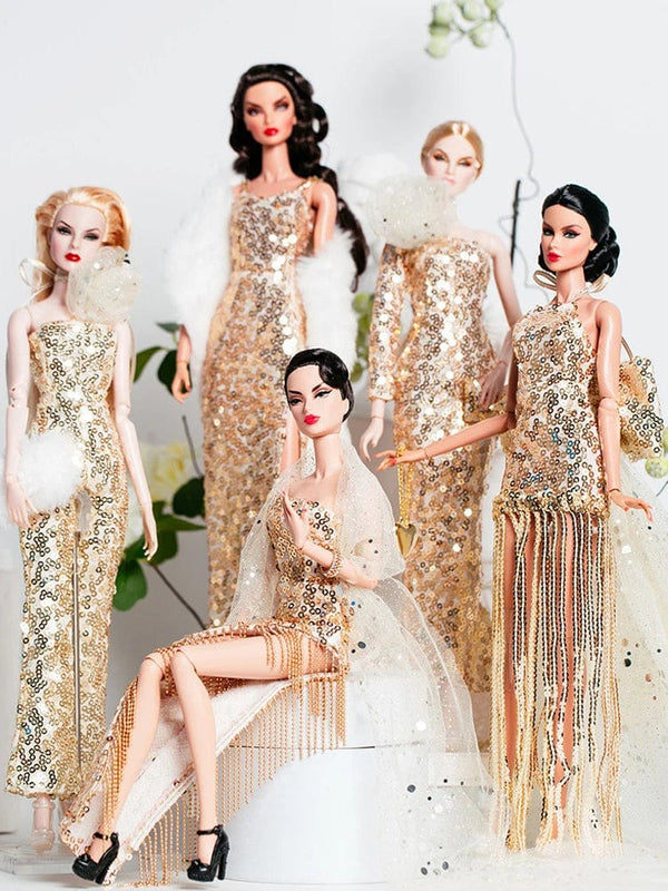 Planet Gates European Fashion Black Lace Golden Dress Set for 30cm 1/6 Anime BJD Doll Clothes Accessories Girls DIY Toys Birthday Gifts