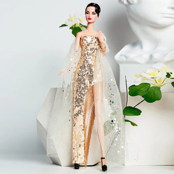 Planet Gates European Fashion Black Lace Golden Dress Set for 30cm 1/6 Anime BJD Doll Clothes Accessories Girls DIY Toys Birthday Gifts