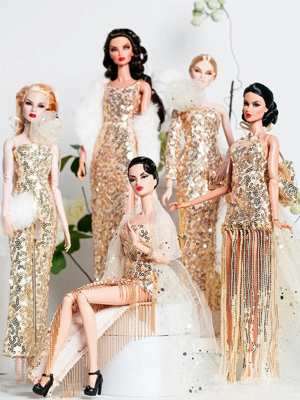 Planet Gates European Fashion Black Lace Golden Dress Set for 30cm 1/6 Anime BJD Doll Clothes Accessories Girls DIY Toys Birthday Gifts