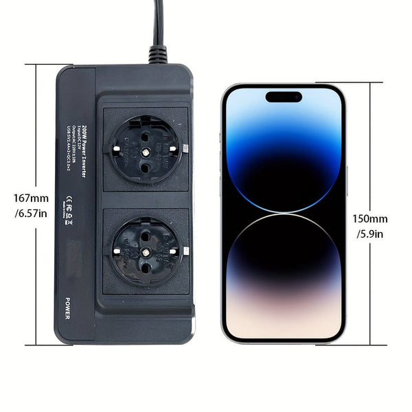 Planet Gates European Regulations 200W Car Inverter DC 12V To AC 220V Converter Outlets 4 USB Fast Charging Universal Socket Power Adapter Inverter EU, sockets