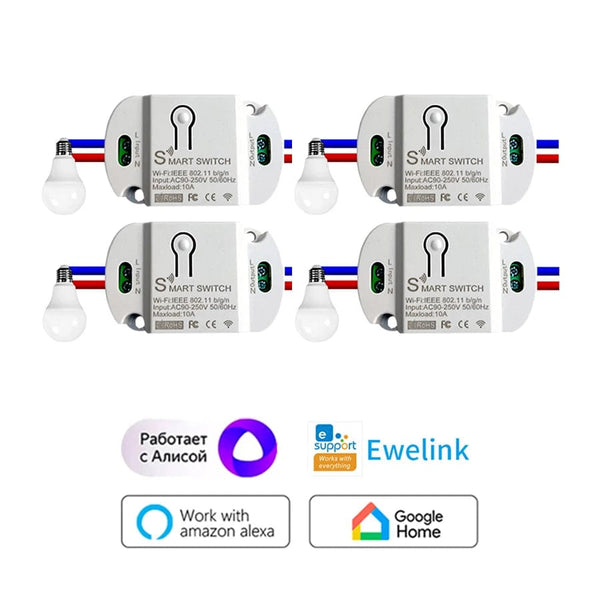 Planet Gates eWelink Switch 8Pcs / CHINA New DIY Smart Wireless Remote Switch Socket Smart Home Automation Remote Control Switch Relay Smart Life/Tuya with Alexa Google