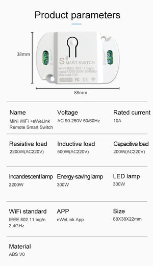 Planet Gates eWelink Switch 8Pcs / CHINA New DIY Smart Wireless Remote Switch Socket Smart Home Automation Remote Control Switch Relay Smart Life/Tuya with Alexa Google