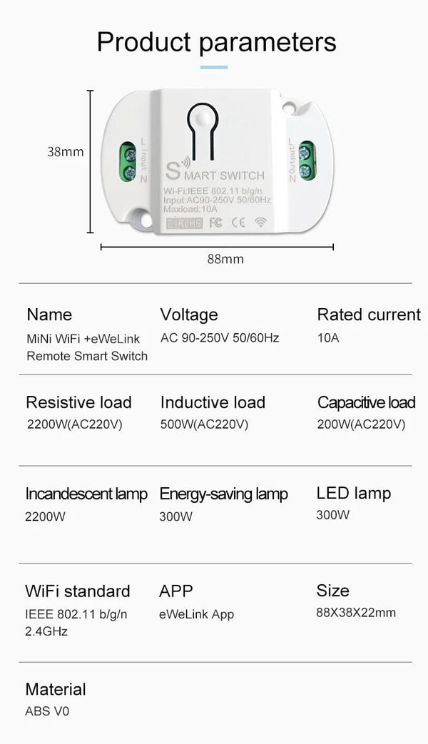 Planet Gates eWelink Switch 8Pcs / CHINA New DIY Smart Wireless Remote Switch Socket Smart Home Automation Remote Control Switch Relay Smart Life/Tuya with Alexa Google