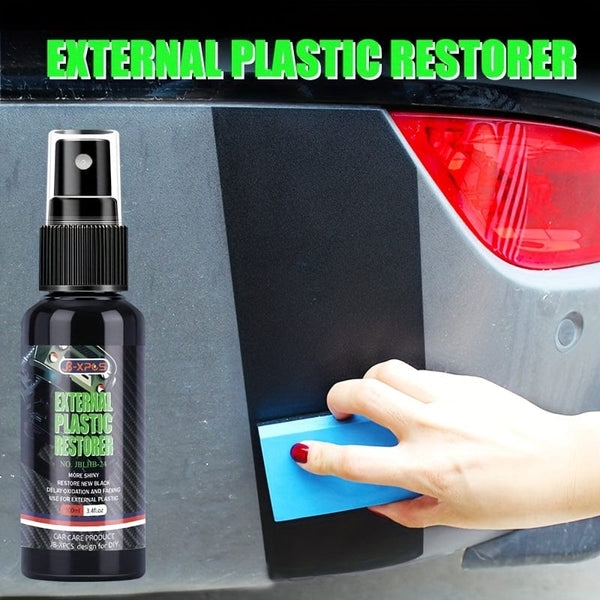 Planet Gates External Plastic Restorer Longlasting Hydrophobic Protection Coating Oxidized White And Faded Repair Back To Black For Plastic Trim Car Detailing