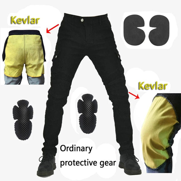 Planet Gates F-06 Kevlar Black C / XXS aramid Motorcycle Pants Moto Jeans Men Motocross Pants + protectors protections