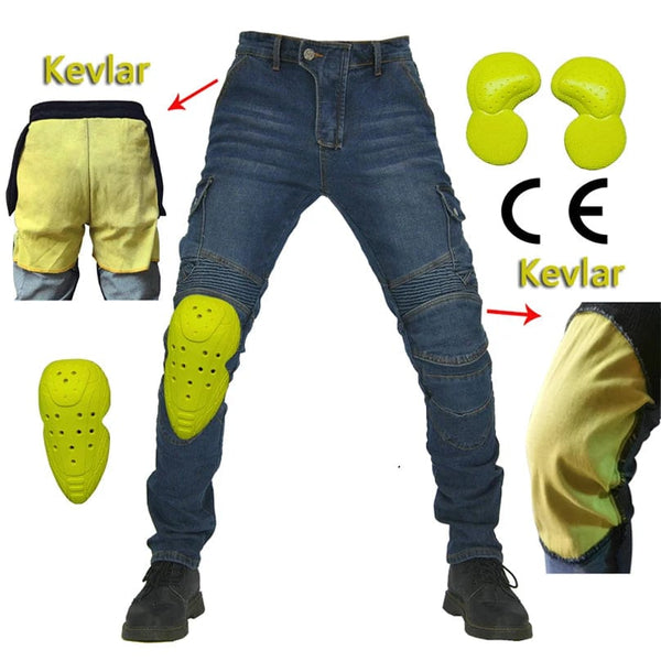 Planet Gates F-06 Kevlar Blue A H / XXS aramid Motorcycle Pants Moto Jeans Men Motocross Pants + protectors protections
