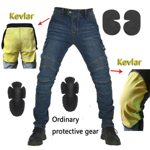 Planet Gates F-06 Kevlar Blue C / XXS aramid Motorcycle Pants Moto Jeans Men Motocross Pants + protectors protections