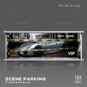 Planet Gates F 1/64 Simulated Parking Lot Model Miniature Scene Parking Lot PVC Assembly with Light Parking Space Model Display Frame
