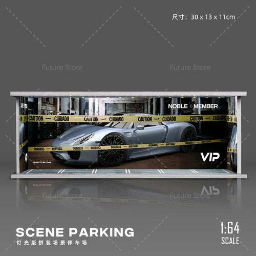 Planet Gates F 1/64 Simulated Parking Lot Model Miniature Scene Parking Lot PVC Assembly with Light Parking Space Model Display Frame