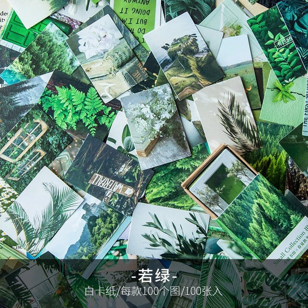 Planet Gates F 100 pcs Spring summer autumn winter Kraft Paper Mini Greeting Card INS flower Postcard Letter Envelope Decoration LOMO Cards