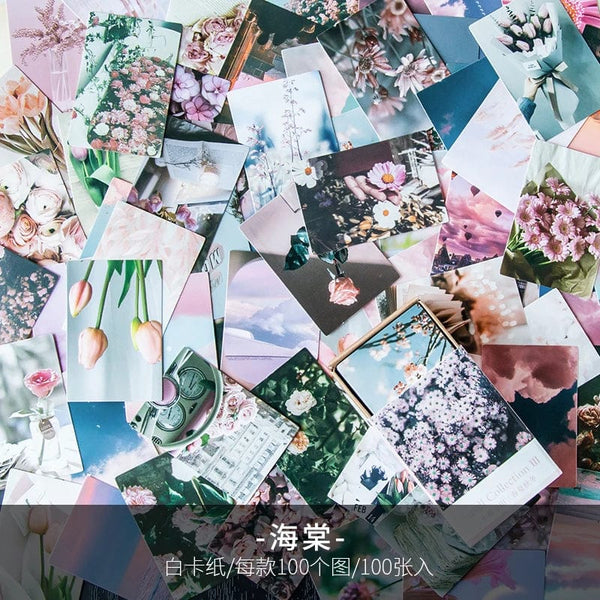 Planet Gates F 100 pcs Spring summer autumn winter Kraft Paper Mini Greeting Card INS flower Postcard Letter Envelope Decoration LOMO Cards