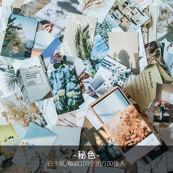 Planet Gates F 100 pcs Spring summer autumn winter Kraft Paper Mini Greeting Card INS flower Postcard Letter Envelope Decoration LOMO Cards