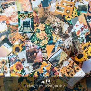 Planet Gates F 100 pcs Spring summer autumn winter Kraft Paper Mini Greeting Card INS flower Postcard Letter Envelope Decoration LOMO Cards
