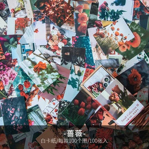 Planet Gates F 100 pcs Spring summer autumn winter Kraft Paper Mini Greeting Card INS flower Postcard Letter Envelope Decoration LOMO Cards