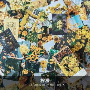 Planet Gates F 100 pcs Spring summer autumn winter Kraft Paper Mini Greeting Card INS flower Postcard Letter Envelope Decoration LOMO Cards