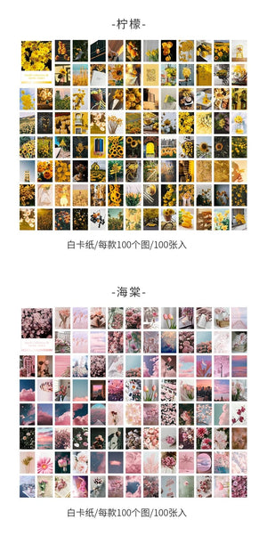 Planet Gates F 100 pcs Spring summer autumn winter Kraft Paper Mini Greeting Card INS flower Postcard Letter Envelope Decoration LOMO Cards