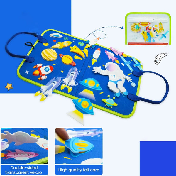 Planet Gates F Blue Busy Board Montessori Toys for Toddler Busy Book Sensory Preshool Early Education Learning Fine Motor Skills Toys For Children