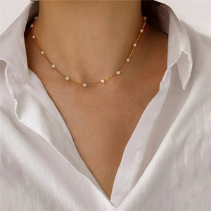 Planet Gates F Imitation Pearl Trendy Love Heart  Choker Necklace Female Personality Party Fashion Clavicle Collier Colar Perlas Collar Gift