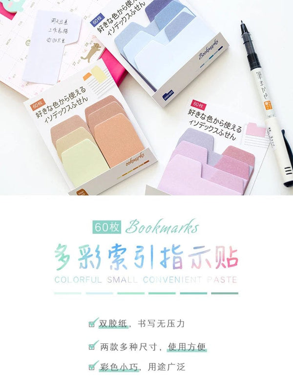 Planet Gates F Index Divider Sticky Notes Paper Tabs, 60 Blank Notes per Pack, Assorted Size